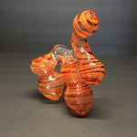 Twisted Triple Chamber Bubbler Orange Stripes & Swirls
