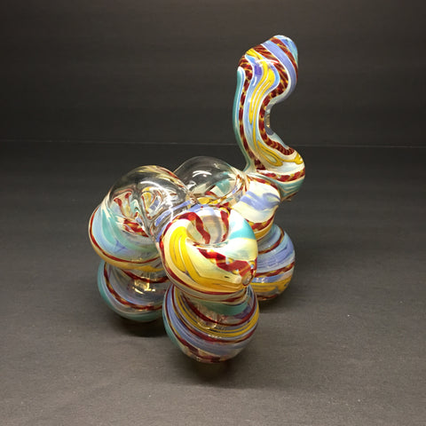 Tripple Chamber Bubbler Multi Color Stripes & Swirls